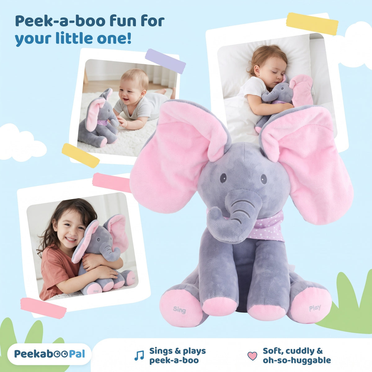 PeekabooPal™ Ellie – The Singing Peekaboo Elephant Plush